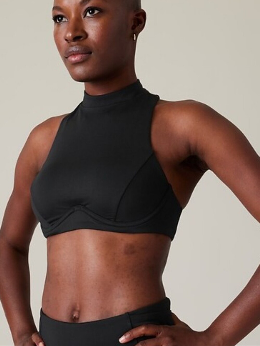 New Athleta Maldives Sport Longline Bikini Top Black Size 32 B C